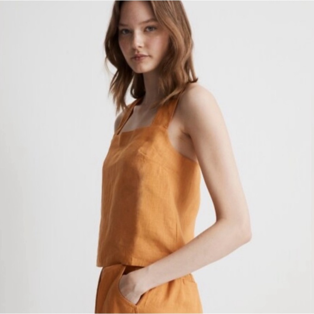 NWOT - Madewell 100% Linen Cross-Back Sleeveless Top - Ochre Fresco, 14